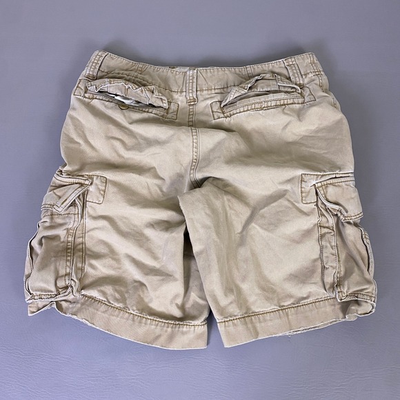 Y2K Old Navy Cargo Shorts Men's Size 32 Khaki Tan Cotton Relaxed Fit Utility* - Picture 12 of 15